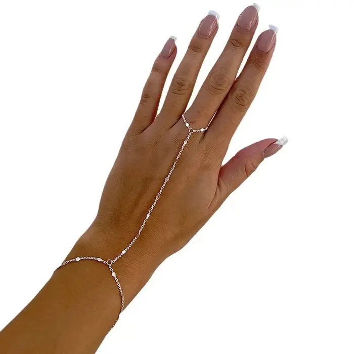 Chaîne à main anneau Bracelet bijoux pour femmes fille délicate 14k plaqué or à la mode 2024 été cha
