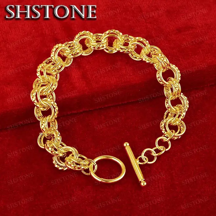Bracelet cercle complet en or 18 carats pour femmes et hommes