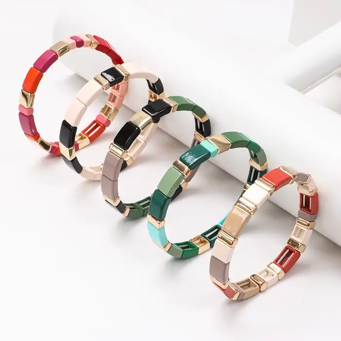 Bracelets arc-en-ciel élastiques pour femmes