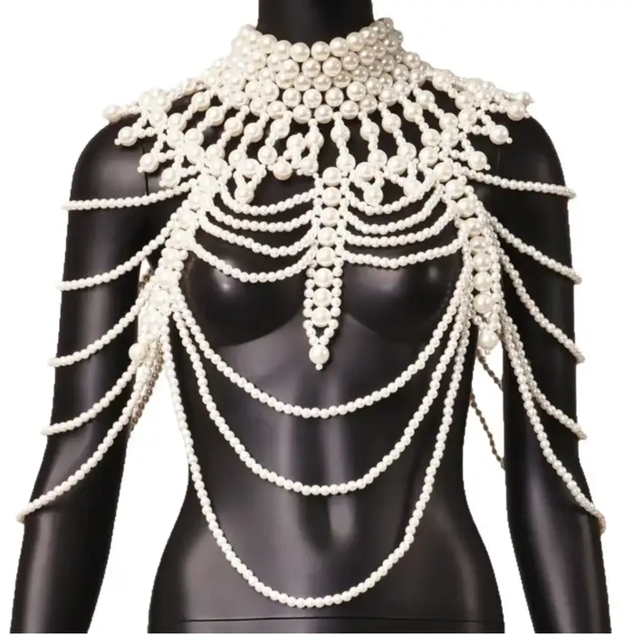 Collier de perles fabriqué à la main, nouveaux bijoux à la mode, écharpe ajourée de qualité, chaîne