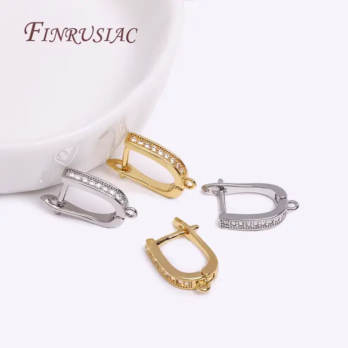 Boucles d'oreilles classiques en Zircon, plaqué or véritable 18K, Anti-allergie, fermoirs à crochet pour femmes, bricolage, matériel de fabrication de bijoux
