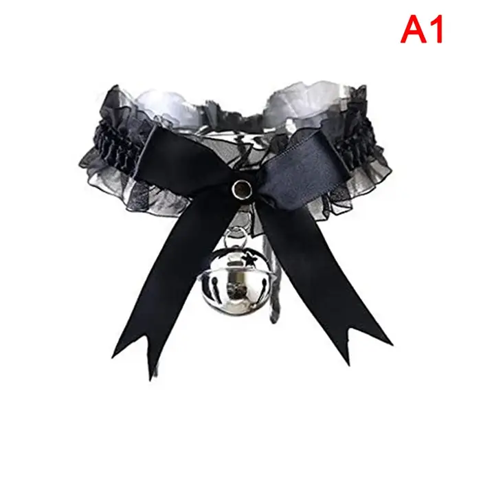 Pendentif de collier en dentelle gothique pour femmes, collier de cloche de nœud Kawaii, tour de cou