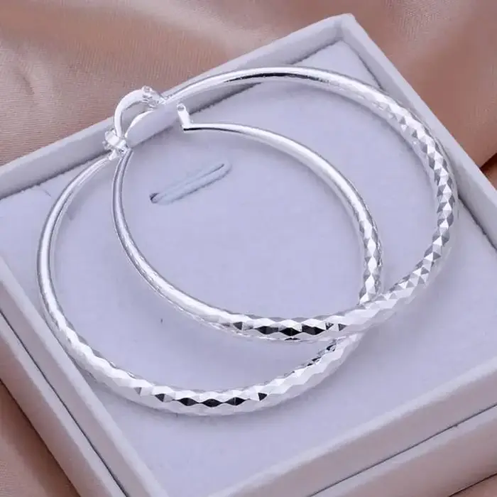 Grande boucle d'oreille en argent Sterling 925 pour femmes, cercle de 5cm, qualité supérieure, mode 