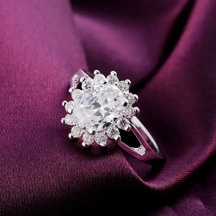 Marques populaires 925 en argent Sterling cristal fleur moissanite diamant anneaux pour les femmes mode cadeaux de fête de mariage bijoux