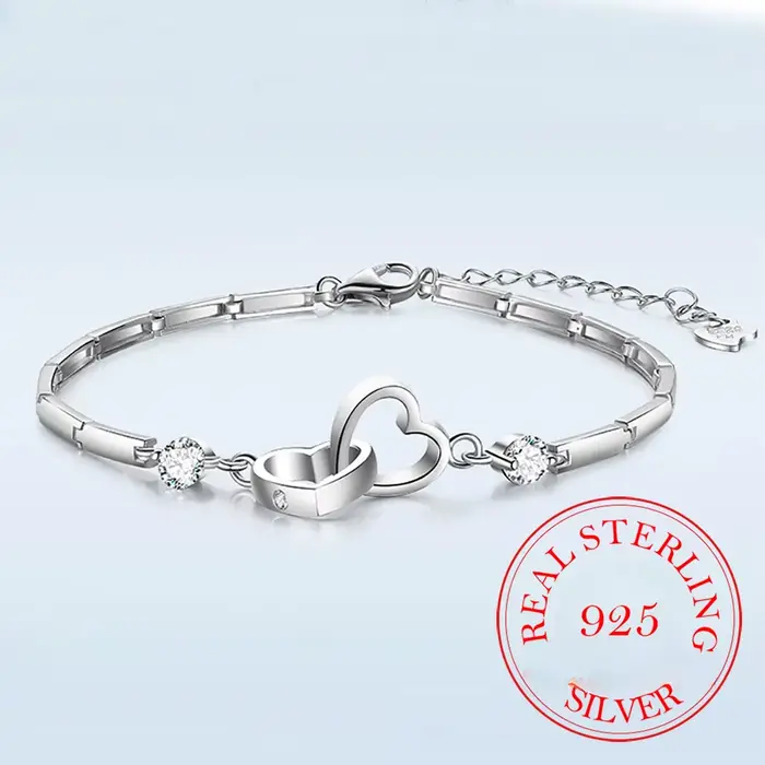 Bracelets en argent Sterling 925 pour femmes, breloques, cadeau de saint-valentin, Zircon cubique, D