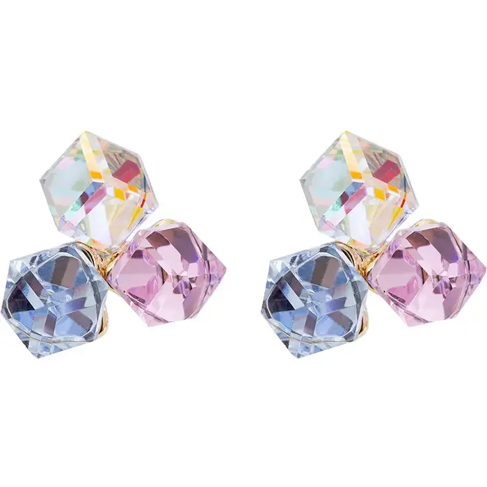 Boucles d'Oreilles Délicates en Clip, Boîte Géométrique, Élégantes, pour Femme