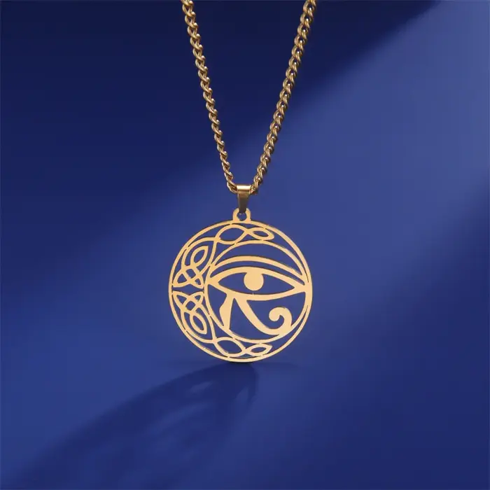 Oeil d'horus egypte chaîne colliers pour femmes hommes en acier inoxydable Ankh croix collier religieux tour de cou