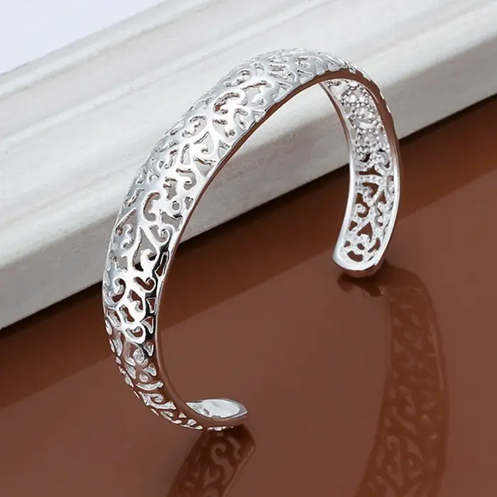 Bracelet ouvert en argent Sterling 925 pour femmes et filles