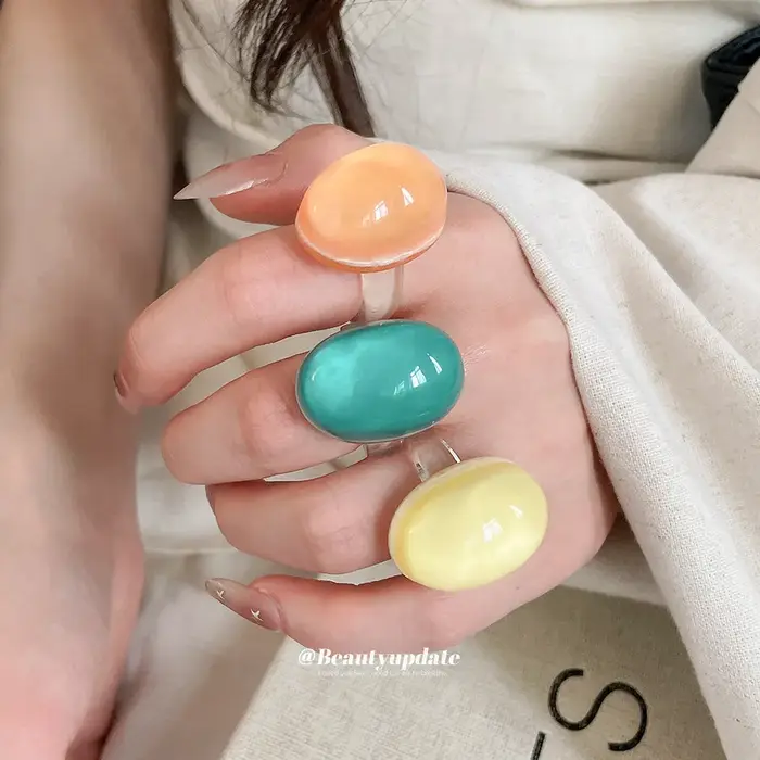 Bague ovale en résine, bijoux élégants pour femmes