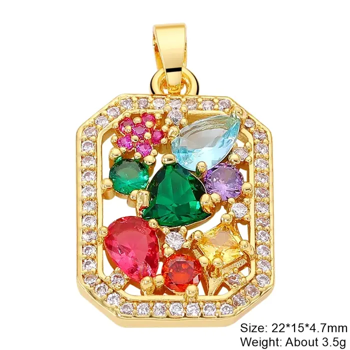 Juya-Médaillon de décoration Cz plaqué or 18 carats fait à la main, breloques en émail coloré pour b