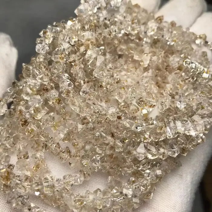 Bracelets en perles de quartz Herkimer naturel facetté