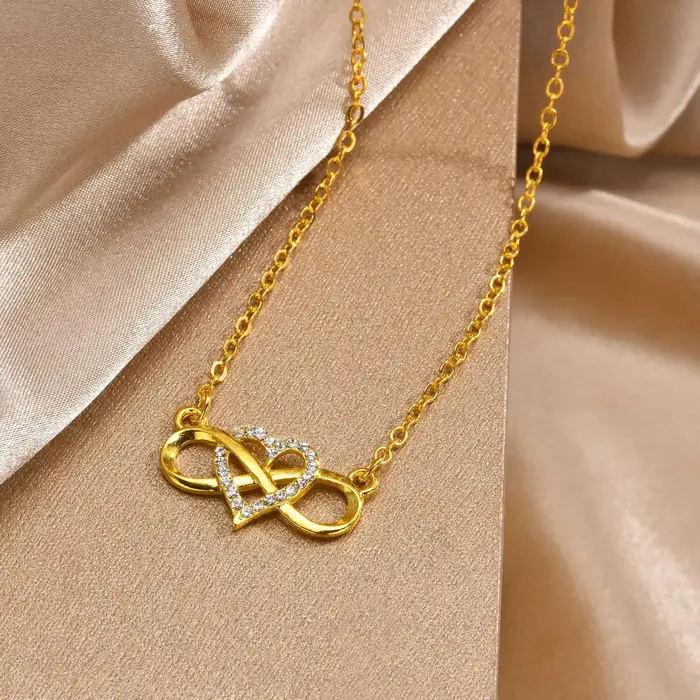 Collier en or avec pendentif cœur infini pour femmes, bijou personnalisable avec gravure, cadeau pour anniversaire, fiançailles et autres occasions spéciales