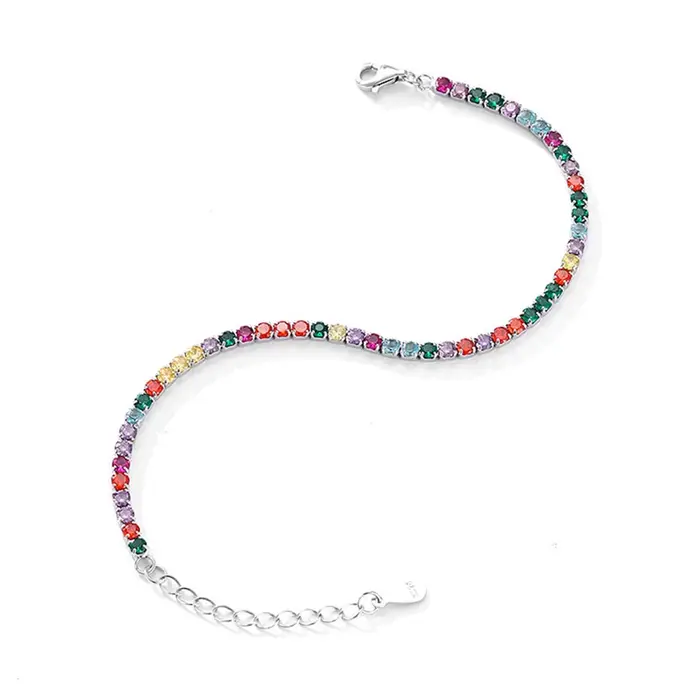 Bracelet arc-en-ciel chaîne de tennis en argent 925
