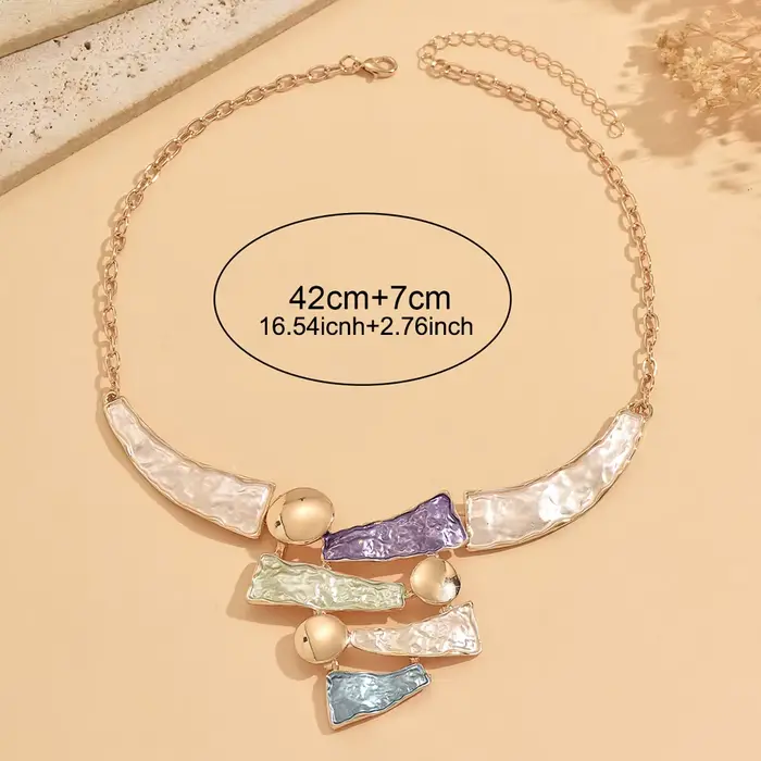 Collier bavoir géométrique bohème coloré en émail