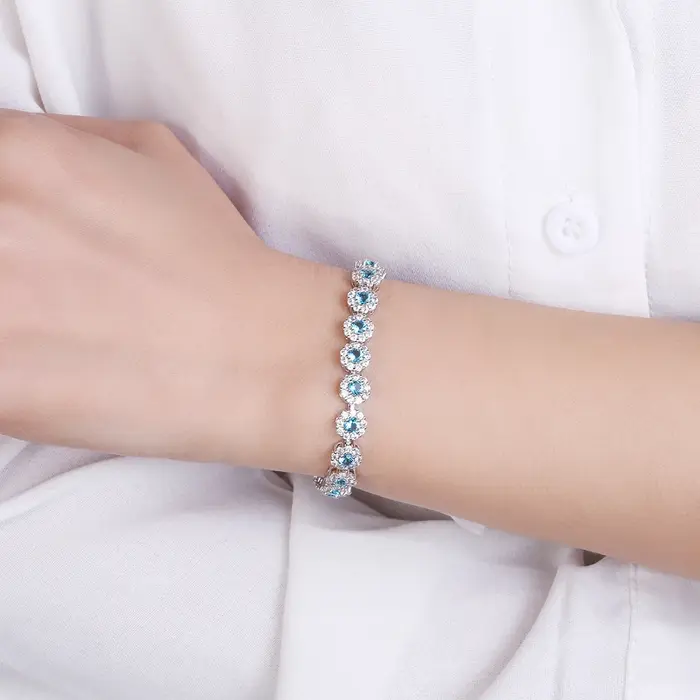 Bracelet de Tennis Brillant Plaqué Argent S925 Zircone Cubique Cadeau de Mariage Soirée Gala Accessoire Mode Femme Occasions Spéciales