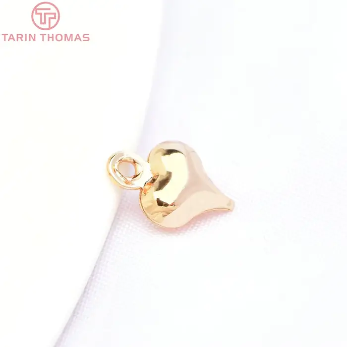 (1627) 20 pièces 6x8MM 24K couleur or plaqué coeur pendentif breloque pour bijoux à bricoler soi-même faisant trouver des accessoires