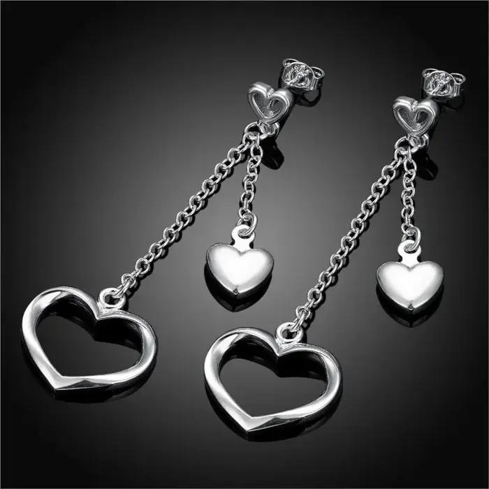 Bijoux de saint-valentin 100% en argent Sterling 925 véritable, Double couche, boucles d'oreilles à 