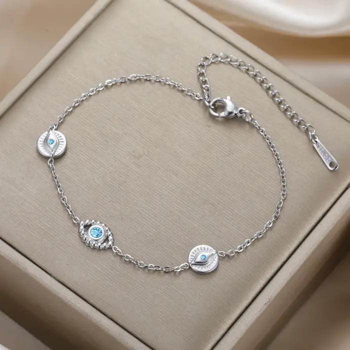 LIKGREAT Bracelet bohème mauvais œil pour femmes Protection bleu Zircon réglable cheville turc bonne chance bijoux cadeau pour elle