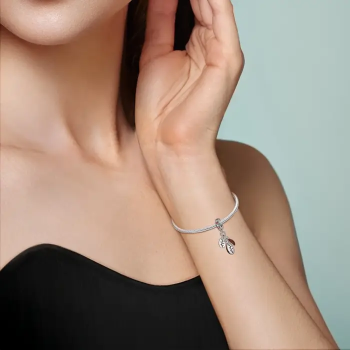 Plaqué 925 argent grain de café exquis Style quotidien breloques ajustement Original 925 bracelet