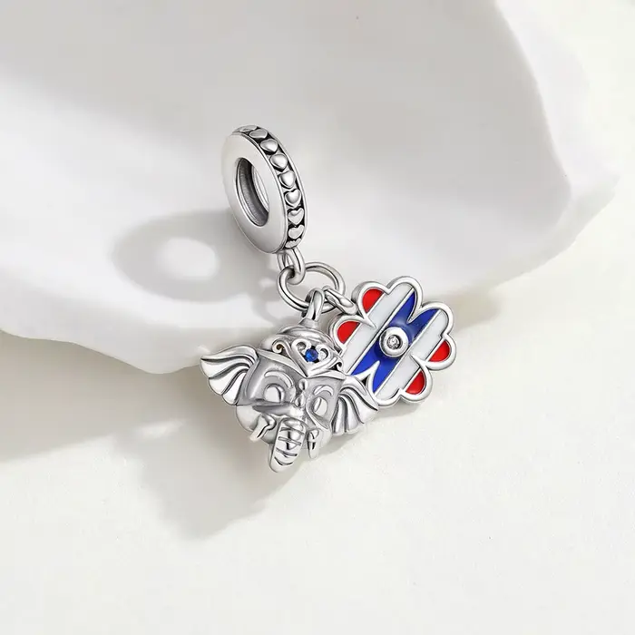 Pendentif breloque éléphant et fleur en argent sterling 925 élégant pour femmes occasions spéciales souvenirs de voyage DIY Thaïlande