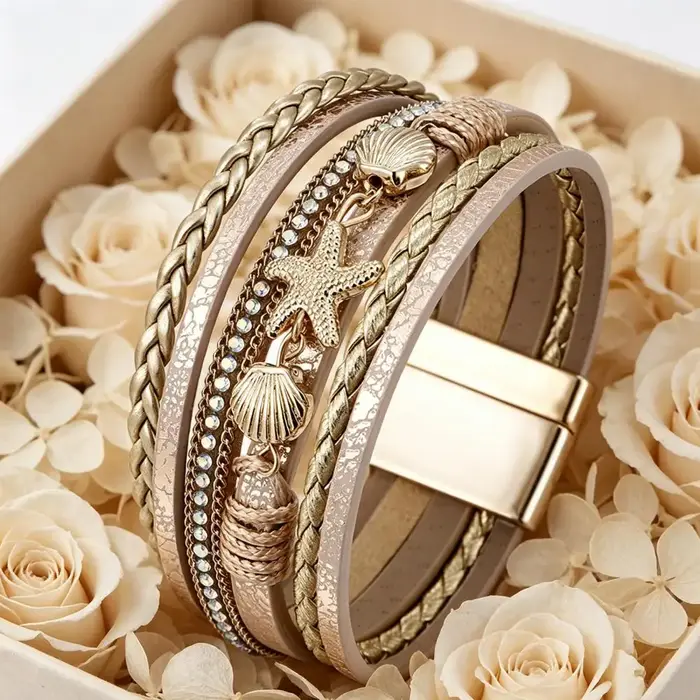 Bracelet tressé multi-couches pour femme