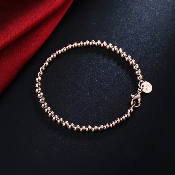 Bracelets en argent Sterling 925 pour femmes avec chaîne de perles de 4mm, design géométrique moderne, finitions or 18 carats, pour occasions spéciales comme les anniversaires et les fêtes de mariage