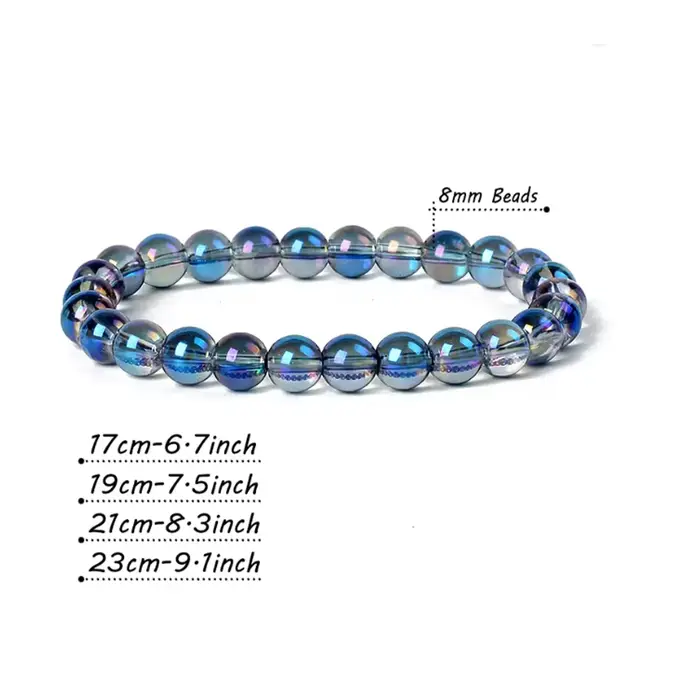 Bracelet de perles de pierre de 8 mm avec corde élastique pour hommes et femmes