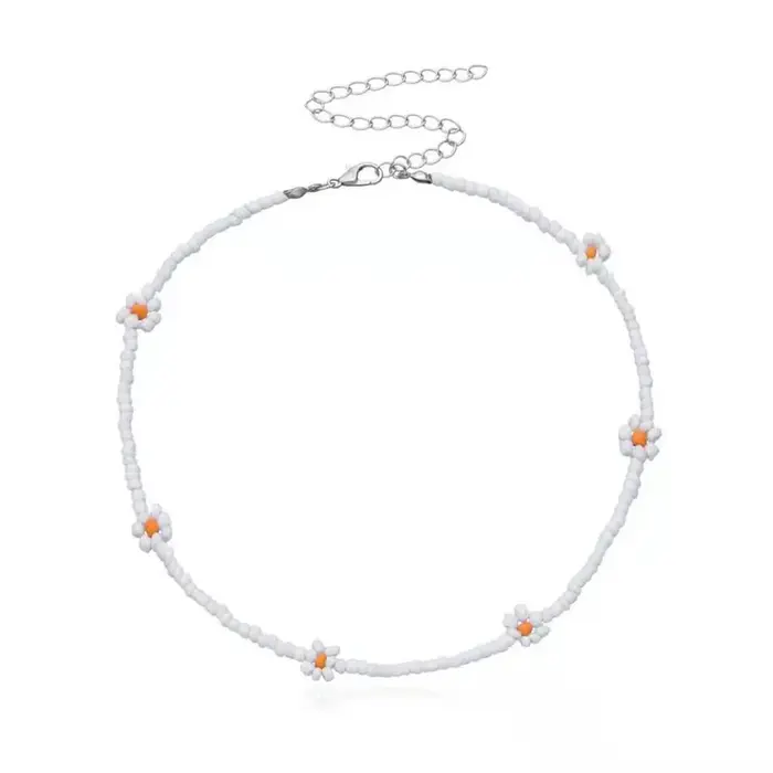 Été plage femme bijoux cadeau vacances fleurs courtes collier de perles femmes collier clavicule col