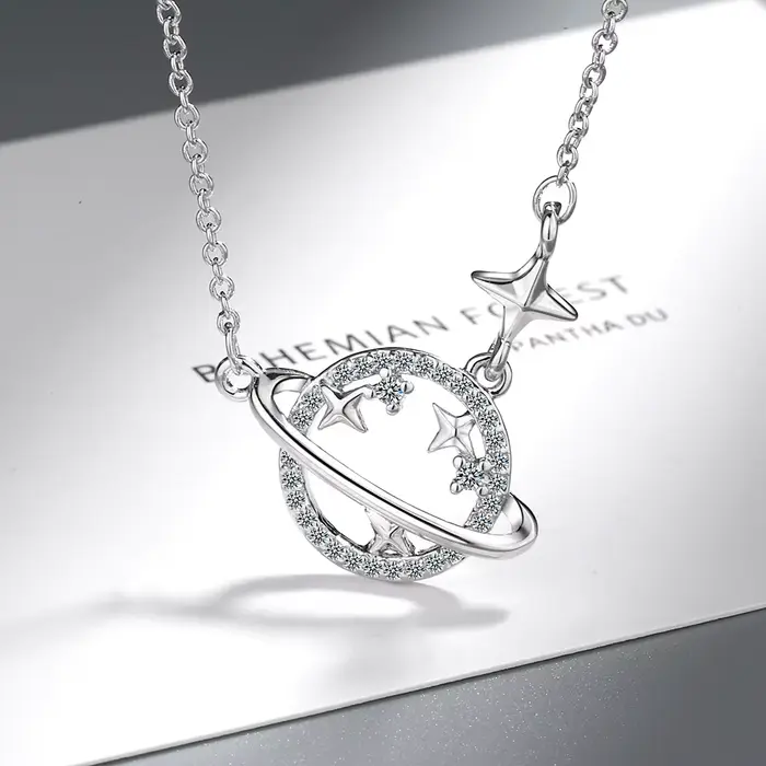 Colliers en argent 925 avec étoiles et zircons pour femmes