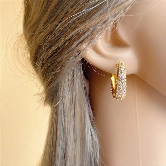 Huitan – boucles d'oreilles créoles creuses couleur or pour femmes