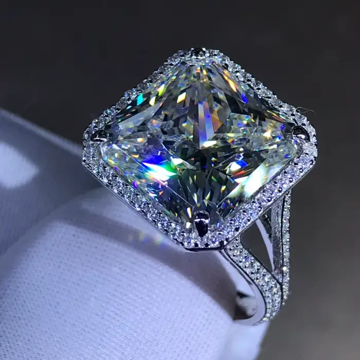 WUIHA – bague Vintage en argent Sterling 925, saphir de laboratoire 8 CT, diamants à haute teneur en
