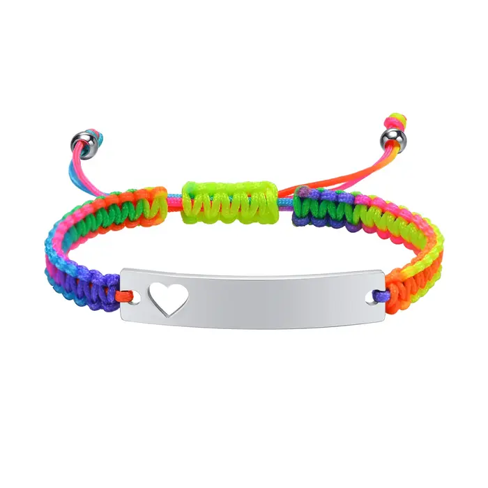 Bracelets d'identification de plaque signalétique de Messages personnalisés pour femmes, corde tress