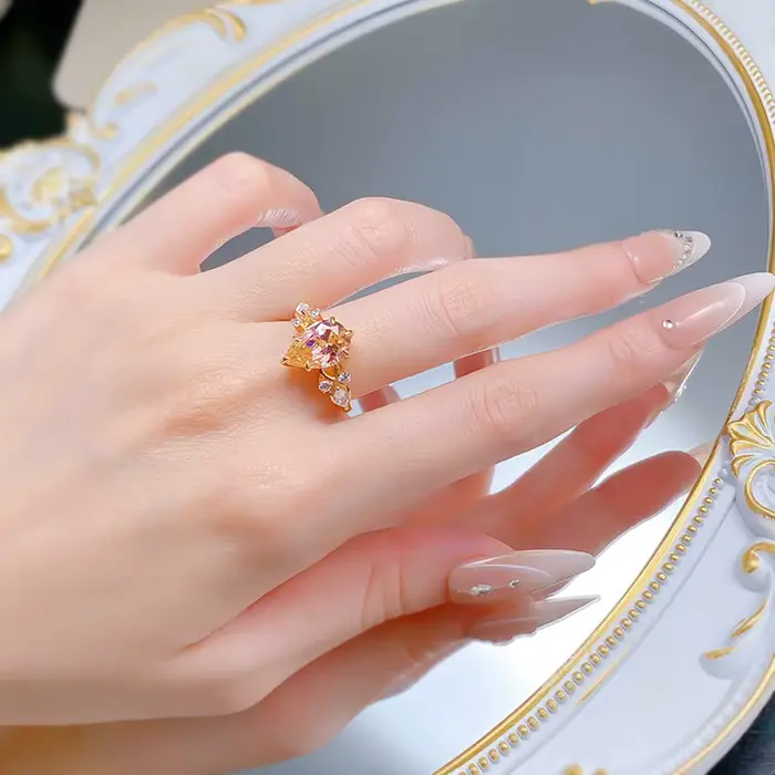Vinregem – bague de fiançailles en diamants Padparadscha à haute teneur en carbone