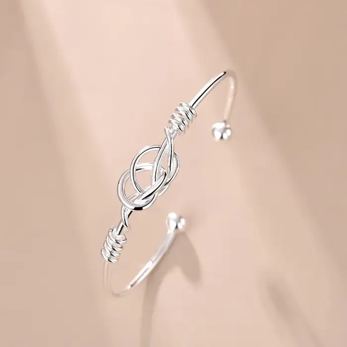 Bracelet à nœuds géométriques en argent Sterling 925 pour Femme et Homme