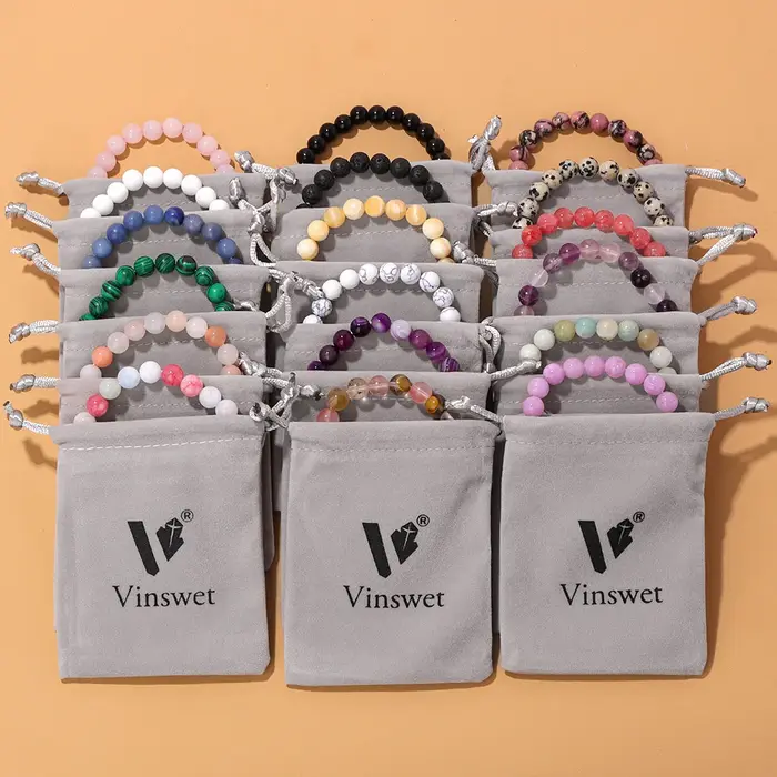 Bracelet de perles rondes naturelles de 8mm