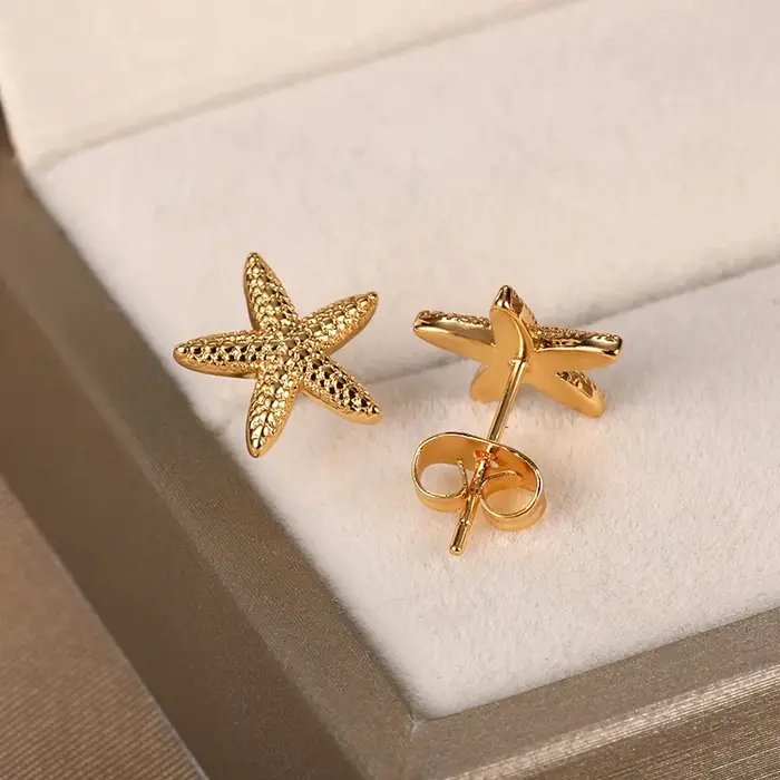 Vintage été étoile de mer en acier inoxydable boucles d'oreilles pour les femmes Simple