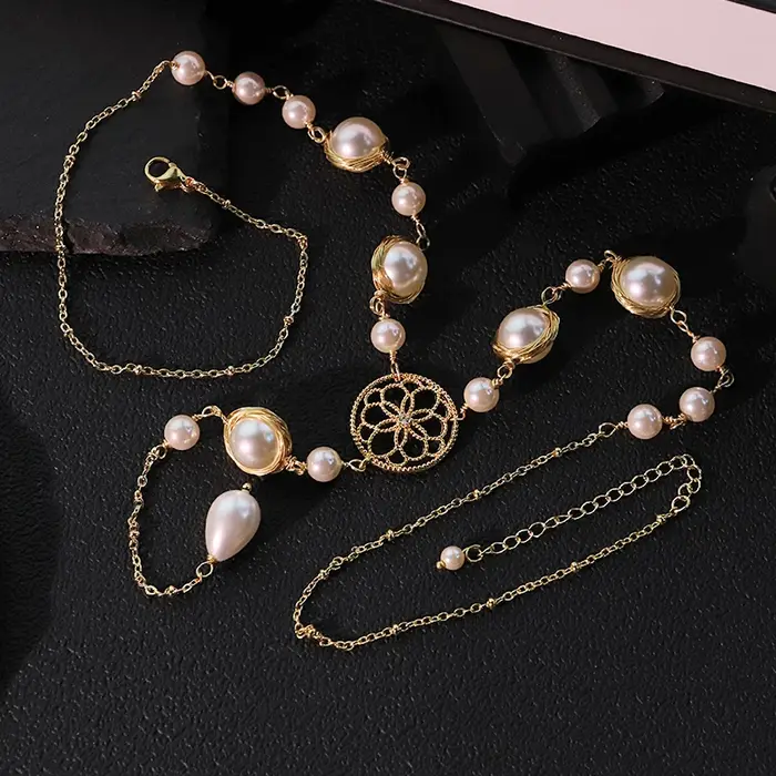 Shijia collier de perles plaqué or 18 carats Design