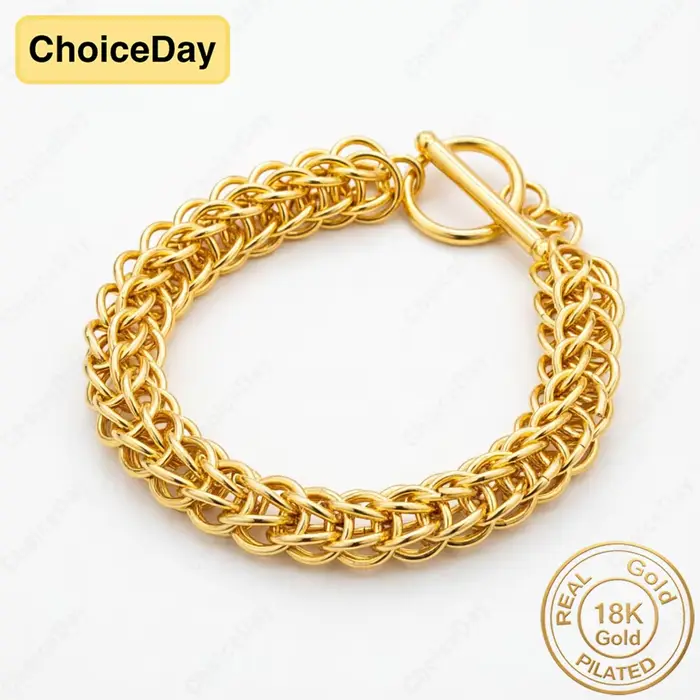 Bracelet tressé multi-boucles exquis plaqué or 18 carats pour hommes et femmes : cadeau de mariage é