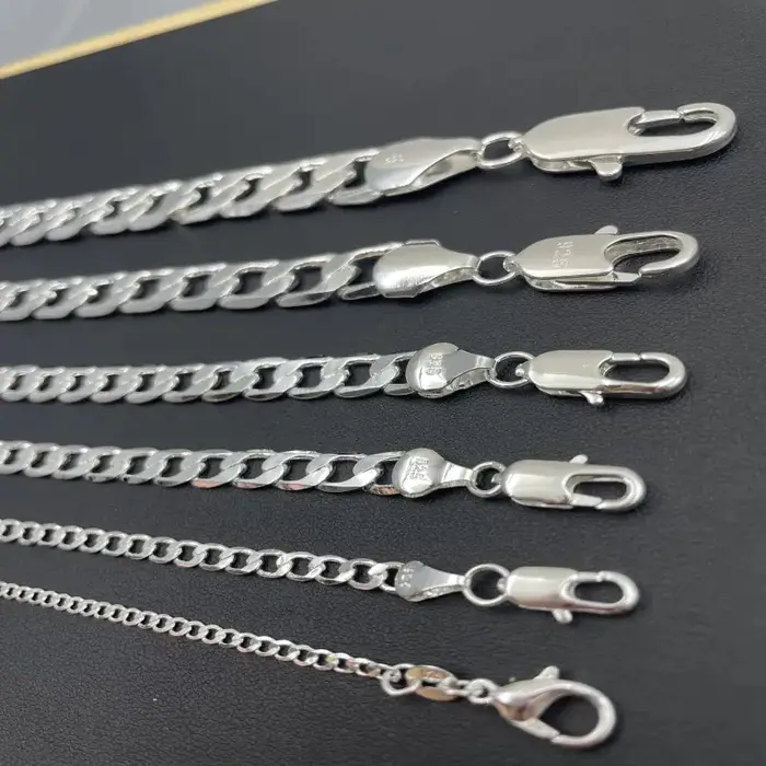 Collier en argent Sterling 925 classique pour hommes et femmes chaîne faciale fermoir à homard bijou d'occasions spéciales partys et événements formels