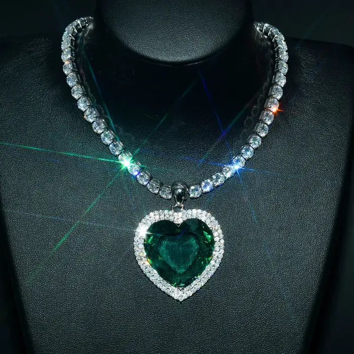 Collier Titanic Coeur Mer pour Femme, Clip Bleu-Rouge, Pendentif Romantique, Bijoux de Mariage, Cade