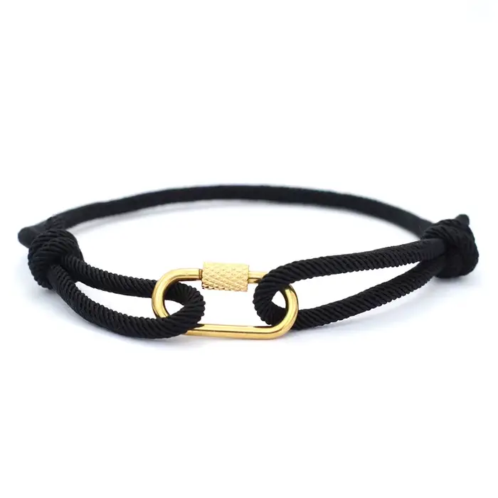 Bracelet en chaîne de corde fait à la main pour hommes, boucle d'alpinisme en or détachable, chaîne 