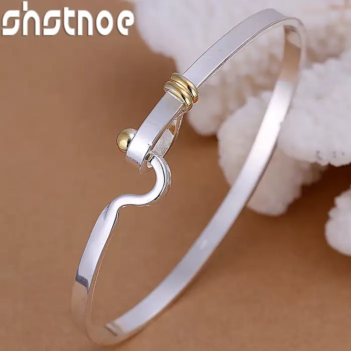 Bracelet rond simple réglable en argent sterling 925 pour hommes et femmes occasion anniversaire polyvalent moderne sportif