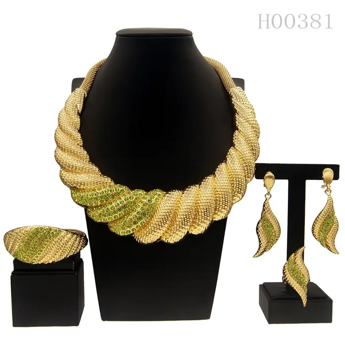 Ensembles de bijoux plaqués or pour femmes, grand collier, plaque originale 24K, pour fêtes de Banqu
