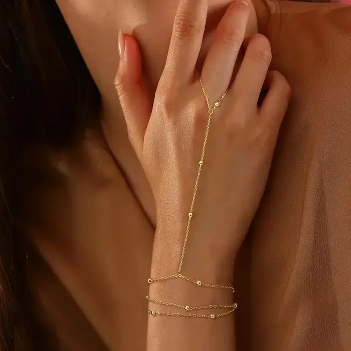 Bracelet en acier inoxydable plaqué or 14 carats pour femmes