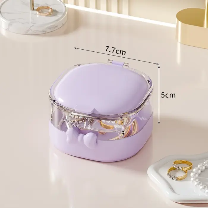 Boîte à bijoux portable à double couche avec miroir, organisateur de bijoux carré compact pour voyag