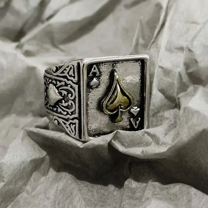 Bague ouverte rétro Zanof Spades pour hommes, bijoux de créateurs unisexes, cadeau créatif d'art de 