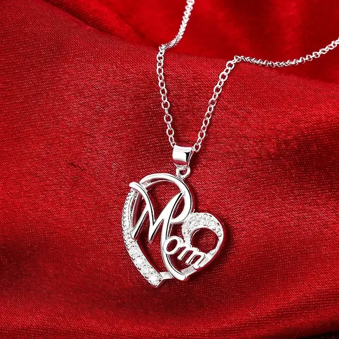 Cadeaux de fête des mères chauds 925 breloque en argent Sterling élégant maman AAA Zircon coeur pendentif collier pour femmes marques de mode bijoux