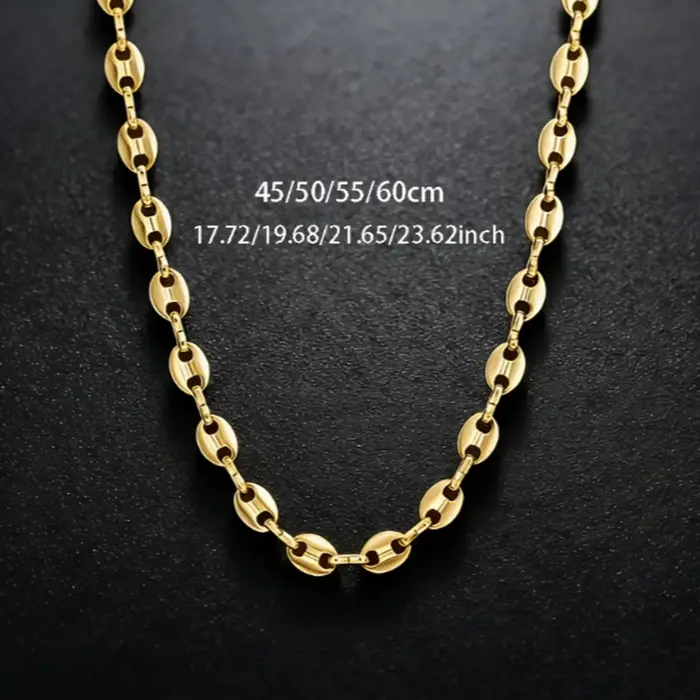 Collier chaîne en acier inoxydable style hip-hop motif grain de café