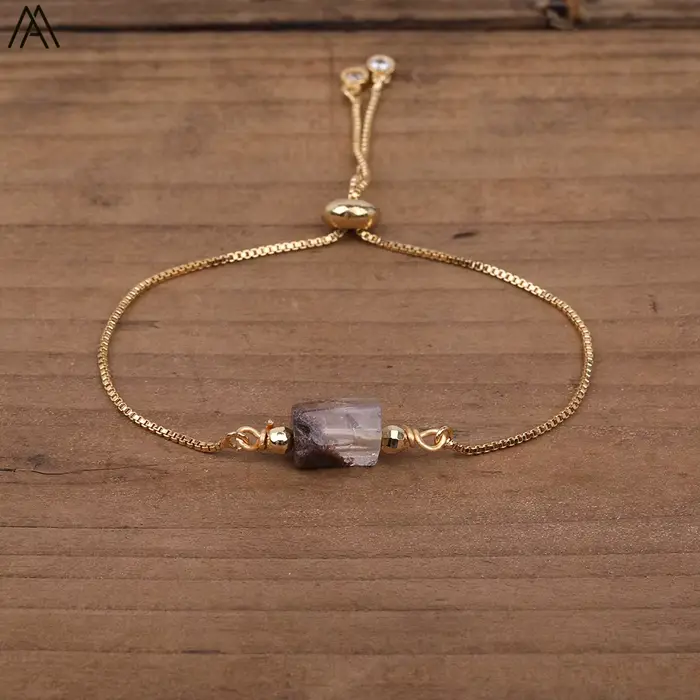 Bracelet en jade naturel à perle unique, bracelet carré en pierre précieuse et cristal, bracelets bo