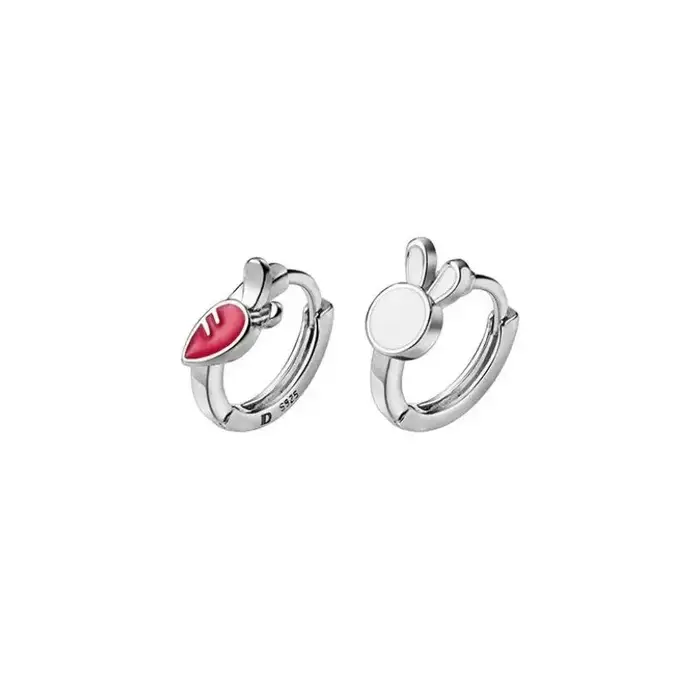 Boucles d'oreilles créoles lapin en argent 925 pour filles et femmes, boucles d'oreilles coeur princ
